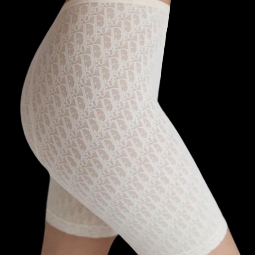 Vintage Christian Dior Sheer Monogram Beige Trotter Logo Girdle Biker Shorts - Picture 2 of 16